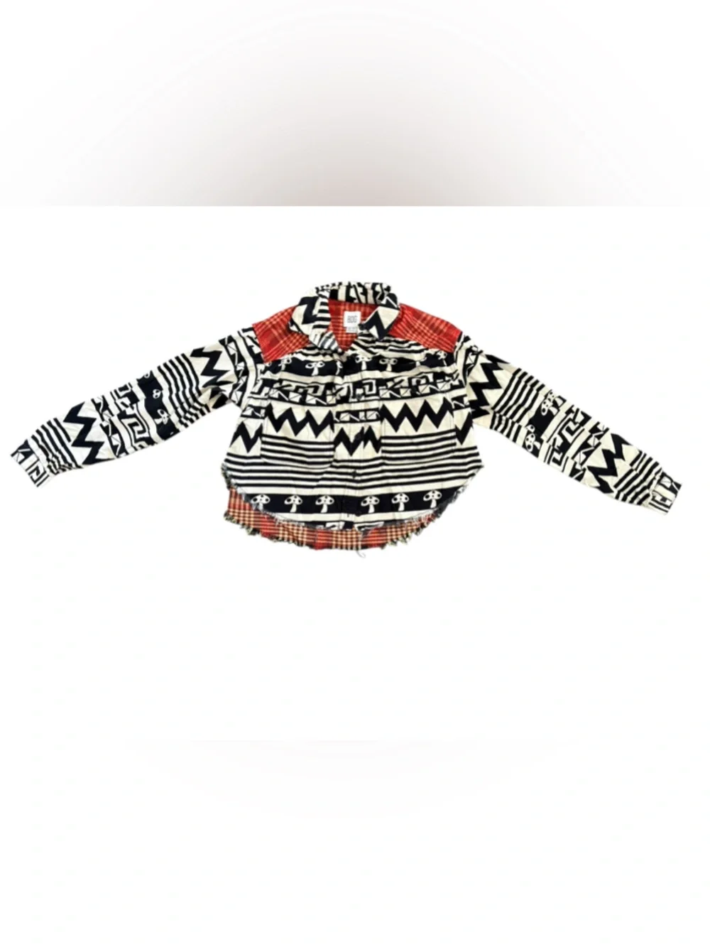BDG Tripped Up Button Up Crop Shirt Urban Outfitters Mushroom Plaid Corduroy - Picture 4 of 6